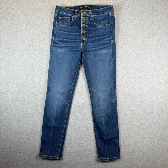 Veronica Beard Womens Size 26 Skinny Debbie Gold Button Fly Denim Jeans Blue - Picture 1 of 8